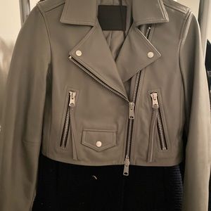 Allsaints, Elora leather biker jacket, NWT, 2, sage green